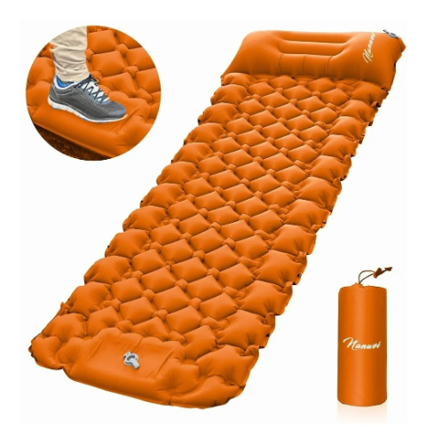 Colchoneta de dormir doble para campamento, 4 pulgadas de grosor, para 2  personas, alfombrilla de campamento ultraligera portátil con almohada