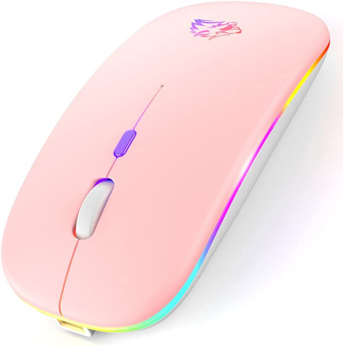 Mouse Inalámbrico, Ratón Recargable Wireless 2.4G Ergonómico óptico  Silencioso Click con Receptor USB (800/1200/