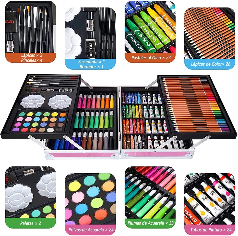 Set De Arte Profesional, Kit De Dibujo Colores Plegable