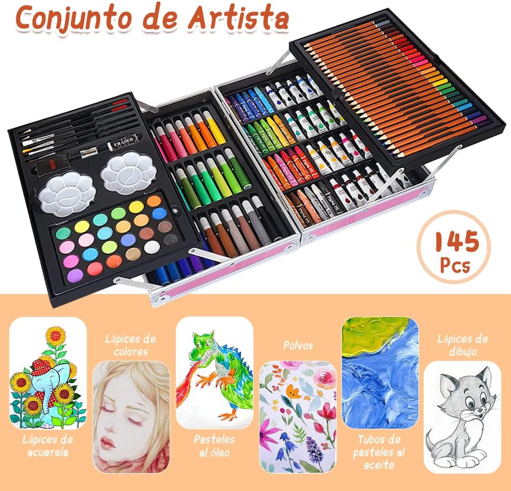 Set De Arte Profesional Kit De Dibujo Colores Profesionales